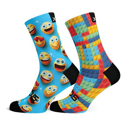Emoji & Blocks Kids Crew Socks Combo