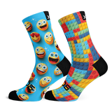 Emoji & Blocks Kids Crew Socks Combo